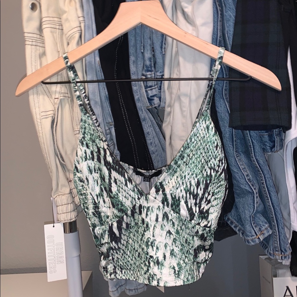 Green Snakeskin Crop Top